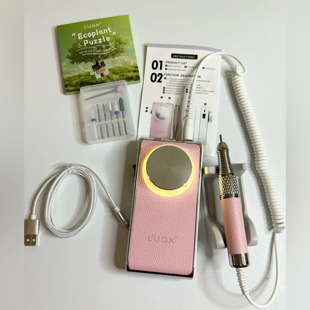 L'UGX Pink Leather Professional Nail Drill LG902